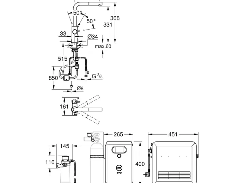 Grohe Einhebelmischer|Ersatzteile Küchenarmatur<L-Auslauf Set Blue Professional
