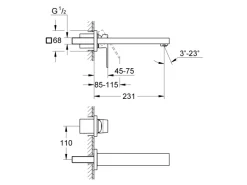 Grohe Einhebelmischer<2-Loch-Waschtischbatterie Eurocube Chrom