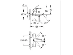 Grohe Einhebelmischer<QuickFix Badewannenarmatur Start für die Wandmontage
