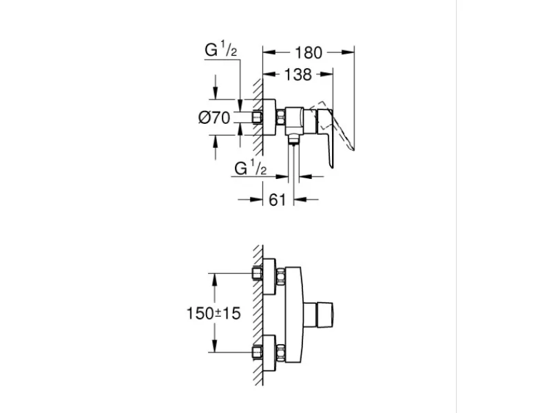 Best Grohe QuickFix Brausearmatur Start für die Wandmontage