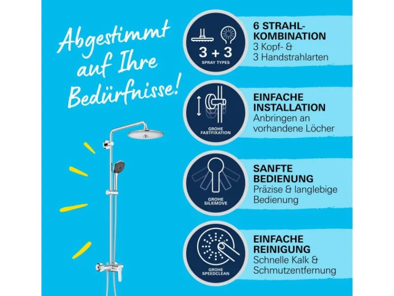 Grohe QuickFix Duschsystem Vitalio Joy 260 mit Einhandmischer Wandmontage