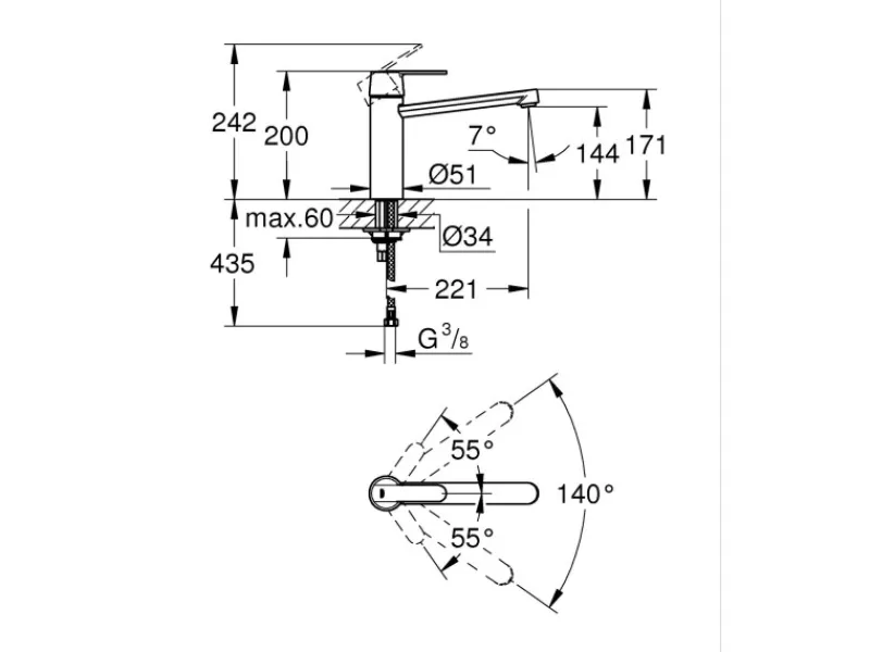 Grohe QuickFix Einhand-Küchenarmatur Get< Einhebelmischer