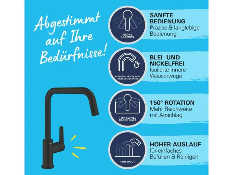 Sale Grohe QuickFix Einhand-Spültischbatterie Start Schwarz