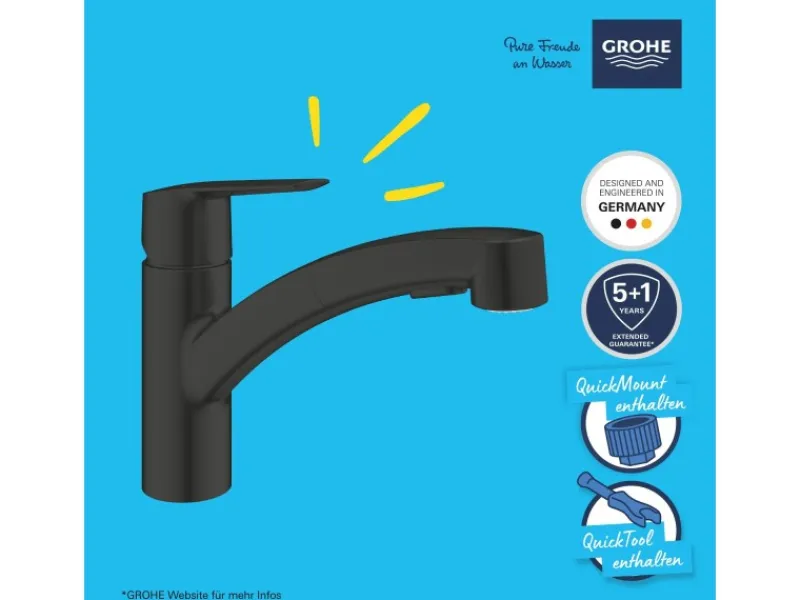 Grohe QuickFix Einhand-Spültischbatterie Start Schwarz< Einhebelmischer