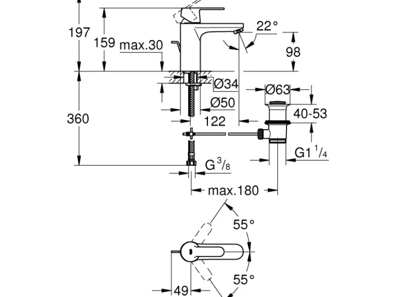 Grohe Einhebelmischer<QuickFix Einhand-Waschbeckenarmatur Get M