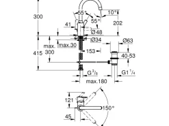 Grohe Einhebelmischer<QuickFix Einhand-Waschtischbatterie Feel L-Size Chrom