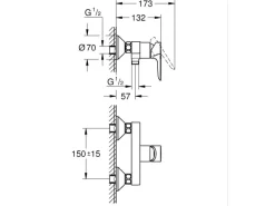 Grohe Einhebelmischer<QuickFix Einhebel-Duscharmatur Start Alira Chrom Wandmontage