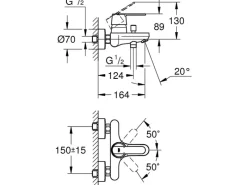 Grohe Einhebelmischer<QuickFix Einhebelmischer-Wannenarmatur Get Chrom