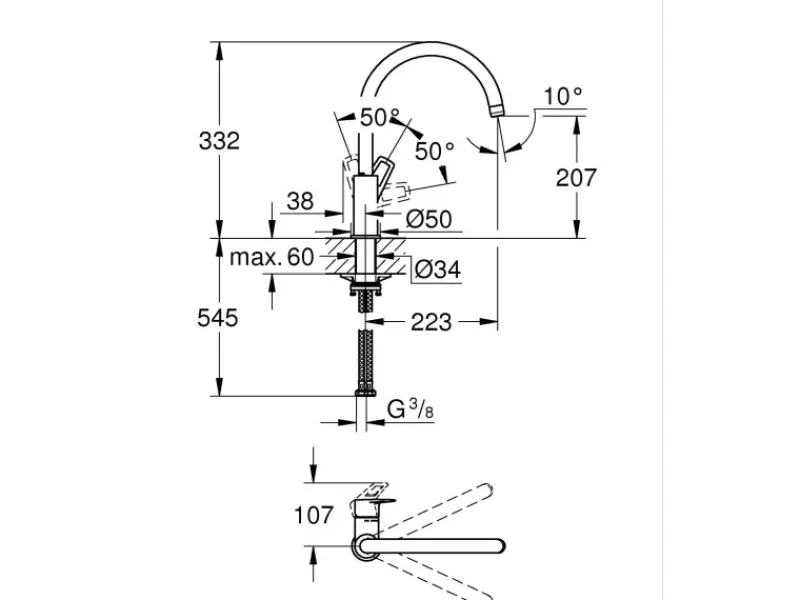 Grohe QuickFix Einhebel-Spültischarmatur Start Loop Chrom< Einhebelmischer|Töpfe