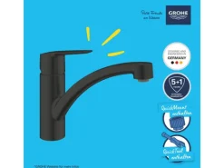 Grohe QuickFix Einhebel-Spültischarmatur Start Schwarz< Ersatzteile Küchenarmatur|Einhebelmischer