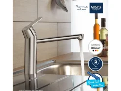 Grohe Einbauküchen<QuickFix Küchenarmatur Get Chrom Niederdruck mit schwenkbarem Rohrauslauf