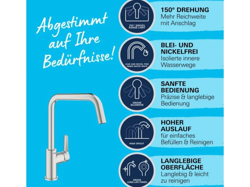 Grohe Einhebelmischer<QuickFix Spültischarmatur Start U-Auslauf