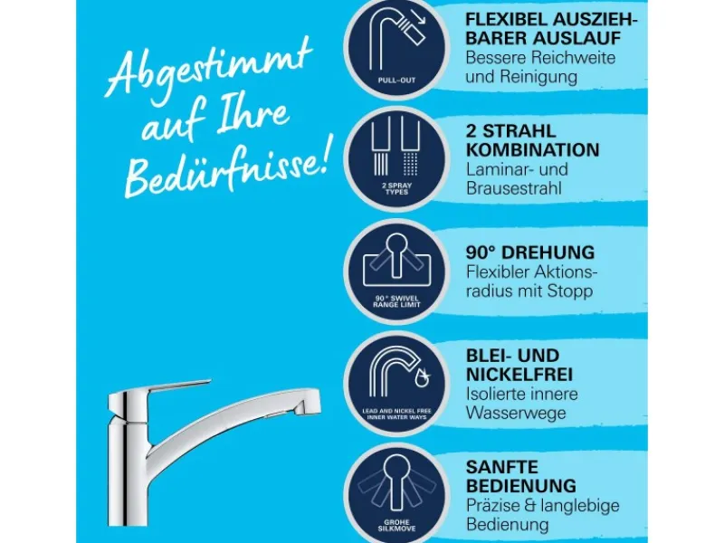 Grohe QuickFix Spültischarmatur Start mit ausziehbarer Dualbrause< Einhebelmischer