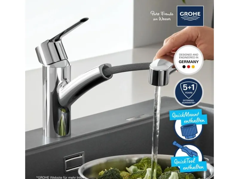 Grohe QuickFix Spültischarmatur Start mit ausziehbarer Dualbrause< Einhebelmischer