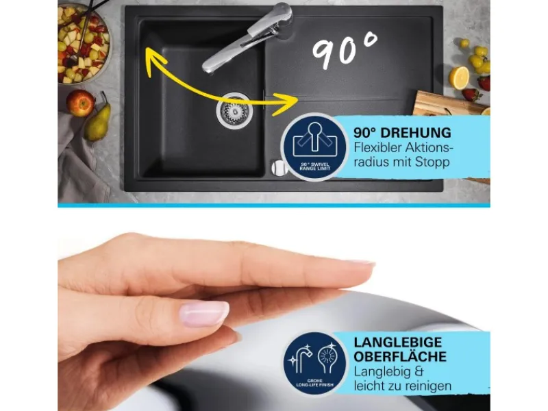 Grohe QuickFix Spültischarmatur Start mit ausziehbarer Dualbrause< Einhebelmischer