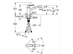 Grohe QuickFix Spültischarmatur Start mit ausziehbarer Dualbrause< Einhebelmischer