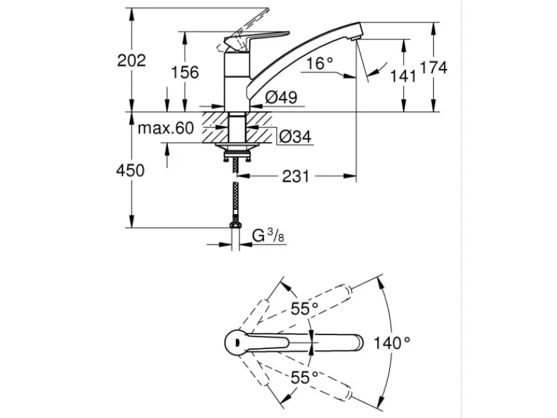 Hot Grohe QuickFix Start Eco Einhand-Spültischbatterie DN 15