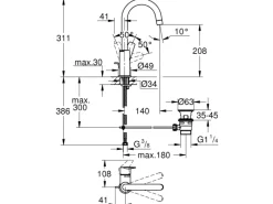 Grohe Einhebelmischer<QuickFix Waschtischarmatur Start Edge L Zugstangen-Ablaufgarnitur 1 1/4"