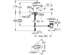 Grohe Einhebelmischer|Ersatzteile Küchenarmatur<QuickFix Waschtischarmatur Start Loop S Zugstangen-Ablaufgarnitur 1 1/4"