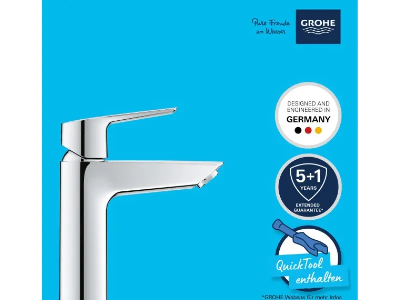 Grohe QuickFix Waschtischarmatur Start M-Size Push-open Ablaufgarnitur 1 1/4"< Einhebelmischer