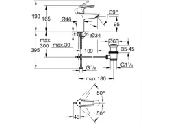 New Grohe QuickFix Waschtischarmatur Start S-Size Zugstangen-Ablaufgarnitur 1 1/4