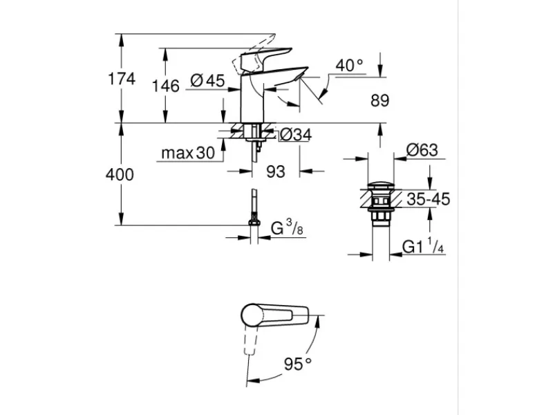 Grohe QuickFix Waschtischarmatur Einhebelmischer Start Alira Chrom S< Einhebelmischer