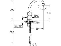 Grohe Zweigriffarmatur|Einhebelmischer<QuickFix Waschtisch-Einlochbatterie Costa Trend L-Size Chrom