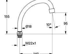 Grohe Ersatzteile Küchenarmatur<Rohrauslauf Ausladung 140 mm
