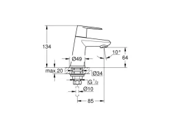 Grohe Einhebelmischer<Standventil Eurodisc Cosmopolitan XS-Size Chrom