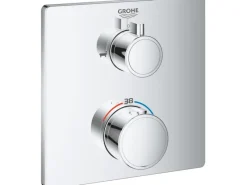 Grohe Einhebelmischer<Thermostat-Wannenbatterie mit 2-Wege-Umstellung Grohtherm Chrom