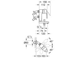 Grohe Einhebelmischer<Vertica-Einhand-Wannenbatterie Eurostyle Cosmopolitan Anschlusswinkel 45°
