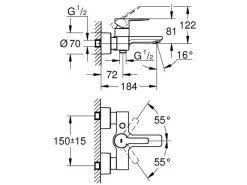 Grohe Einhebelmischer<Wannenarmatur Lineare Chrom