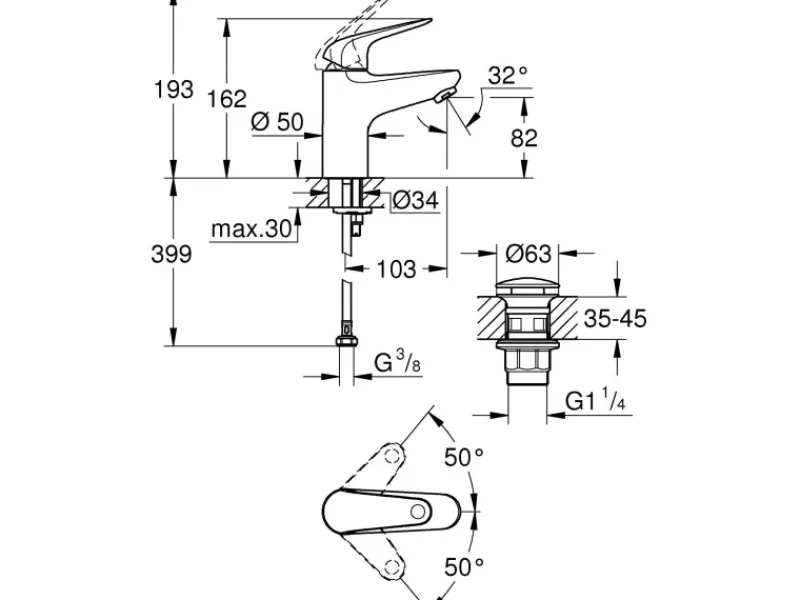 Grohe Waschtischarmatur Einhebelmischer Swift S-Size< Einhebelmischer