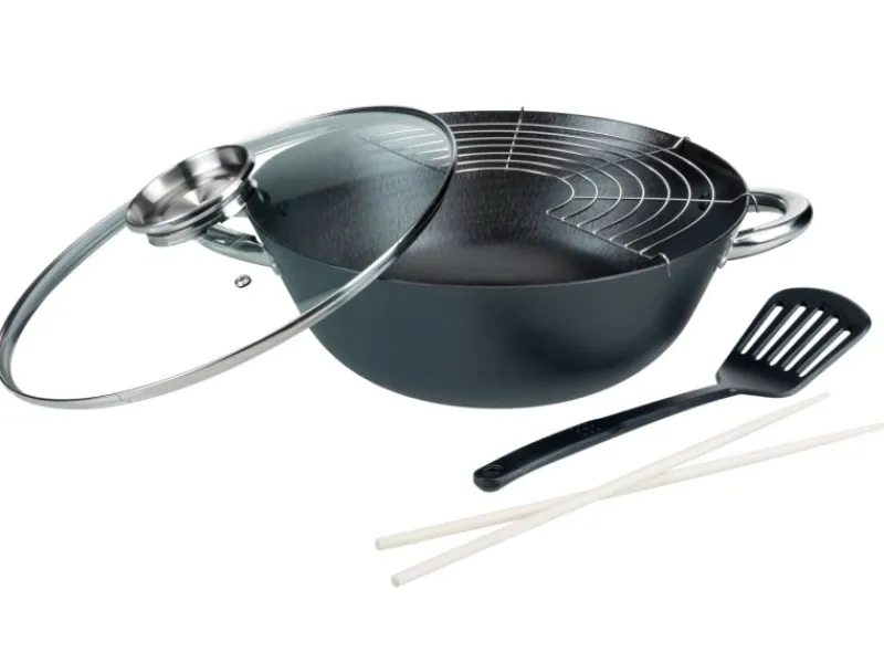 Online GSW Gusseisen Wok Set Multifunktionstopf 5 Teillig