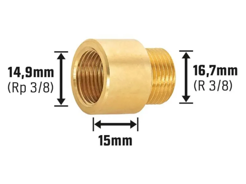 Zubehör Für Küchenarmatur<Hahnverlängerung 14,9 mm (Rp 3/8) x 16,7 mm (R 3/8) Messing 15 mm