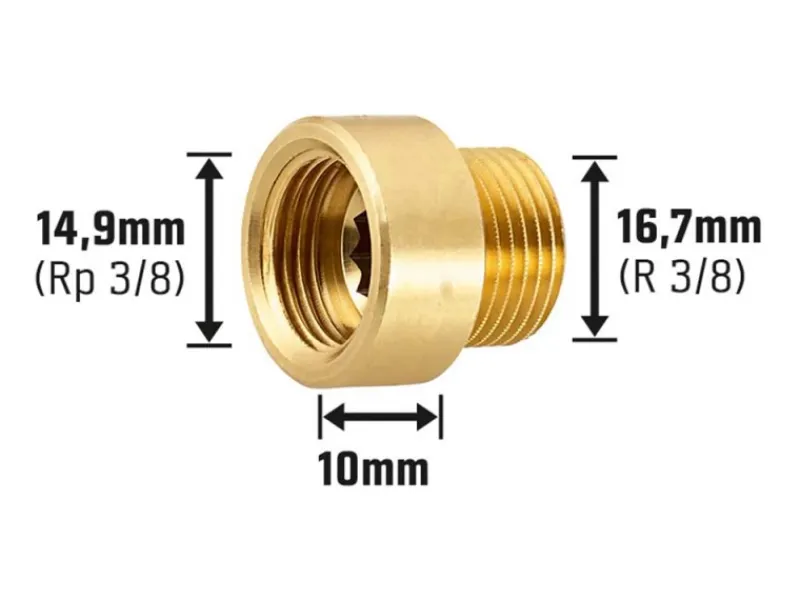 Hahnverlängerung 14,9 mm (Rp 3/8) x 16,7 mm (R 3/8) Messing 10 mm< Zubehör Für Küchenarmatur