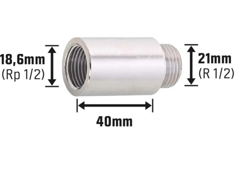 Zubehör Für Küchenarmatur|Ersatzteile Küchenarmatur<Hahnverlängerung 18,6 mm (Rp 1/2) x 21 mm (R 1/2) Messing Verchromt 40 mm