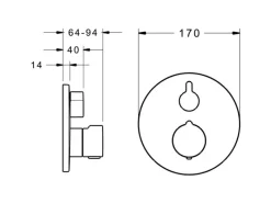 Hansa Einhebelmischer<Thermostat-Wannen-Funktionseinheit MIX Rosette rund in Chrom