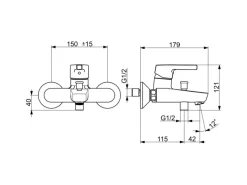 Hansa Wannenfüll- und Brausebatterie Einhebelmischer Paleno 5645 Chrom< Einhebelmischer