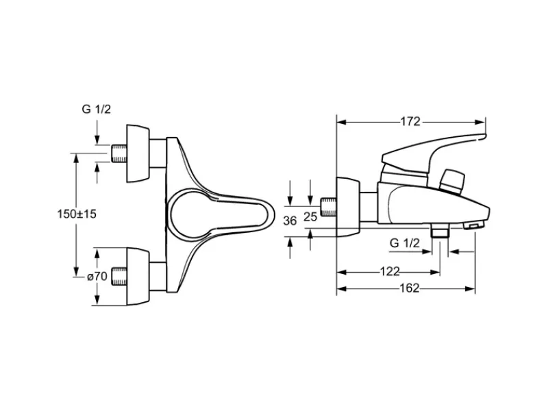 Hansa Einhebelmischer<Wannenfüll- und Brausebatterie Einhebelmischer Mix 0174 Chrom