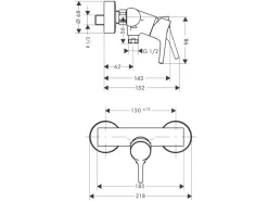 Hansgrohe Einhebelmischer<Einhebel-Brausearmatur Talis S Aufputz Chrom
