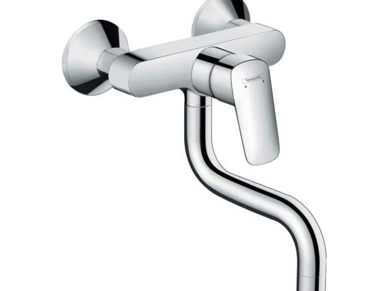 Hansgrohe Einhebel-Küchenarmatur Logis für wandmontierte Ausgussbecken Chrom< Wandauslaufventil