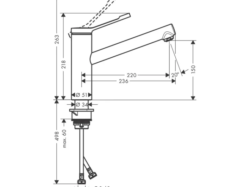 Hansgrohe Einhebelmischer<Einhebel-Küchenmischer Zesis M34 Lean 150 mm