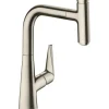 Hansgrohe Einhebelmischer<Einhebel-Küchenmischer mit Ausziehauslauf M5115-H220 Edelstahl Finish