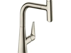 Hansgrohe Einhebelmischer<Einhebel-Küchenmischer mit Ausziehauslauf M5115-H220 Edelstahl Finish