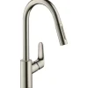 Online Hansgrohe Einhebel-Küchenmischer Focus 240 mit Ausziehbrause Edelstahl Finish