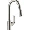 Hansgrohe Einhebel-Küchenmischer m. Ausziehbrause M429-H220 Edelstahl Finish< Einhebelmischer