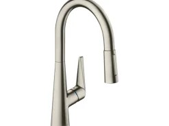 Clearance Hansgrohe Einhebel-Küchenmischer mit Ausziehbrause M5116-H200 Edelstahl-Optik