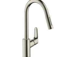 Hansgrohe Einhebel-Küchenmischer mit Ausziehbrause M4116-H240 Edelstahl Finish< Einhebelmischer