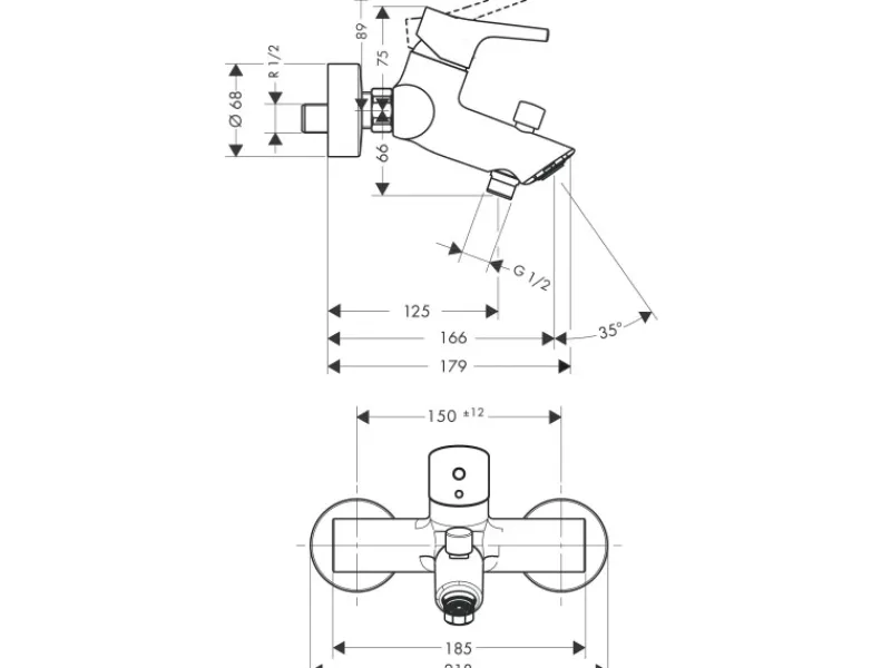 Hansgrohe Einhebelmischer<Einhebel-Wannenarmatur Talis S Aufputz Chrom